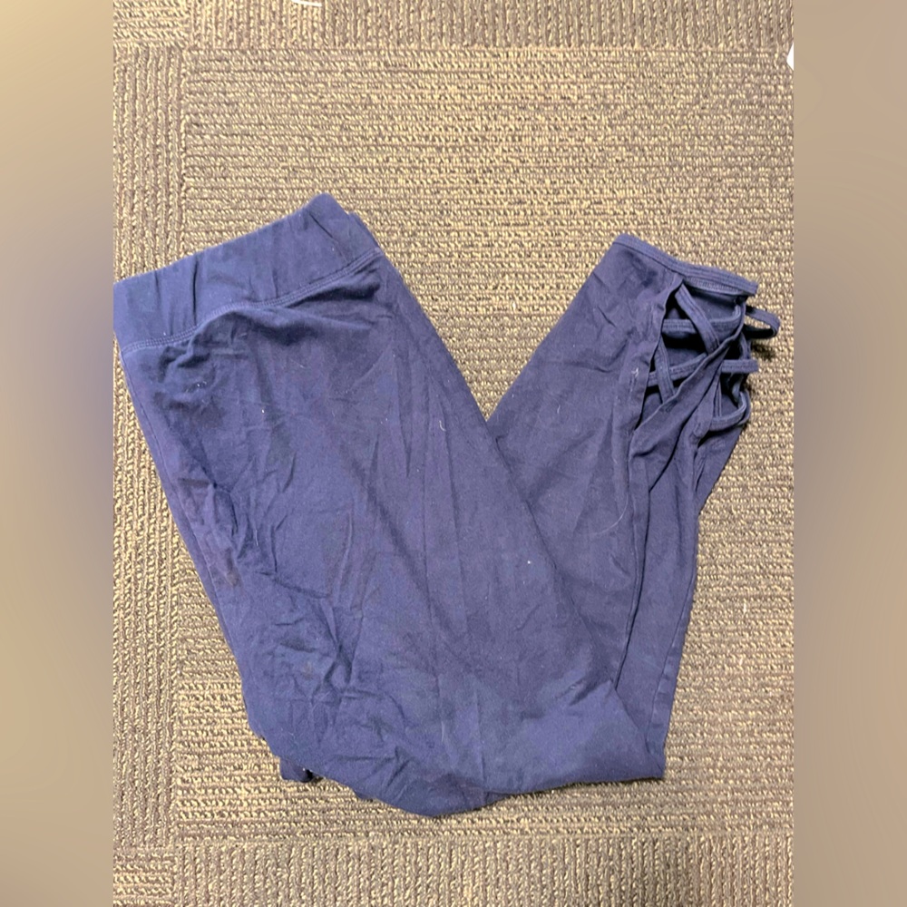 Blue Sonoma Leggings with Criss Cross Bottom Size L